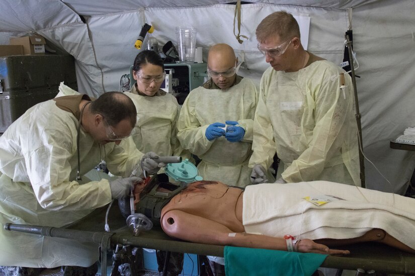 Sailors, Soldiers and Airmen train to save lives at Camp Parks