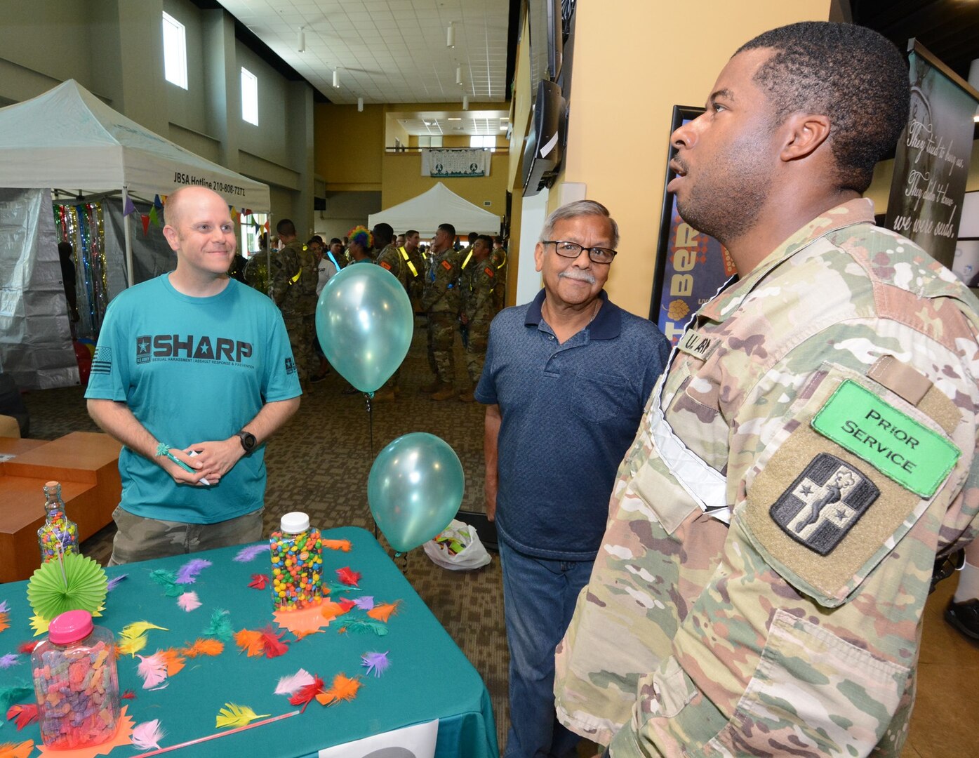 Looking up to jog his memory, a Soldier answers a question on the Army SHARP program.