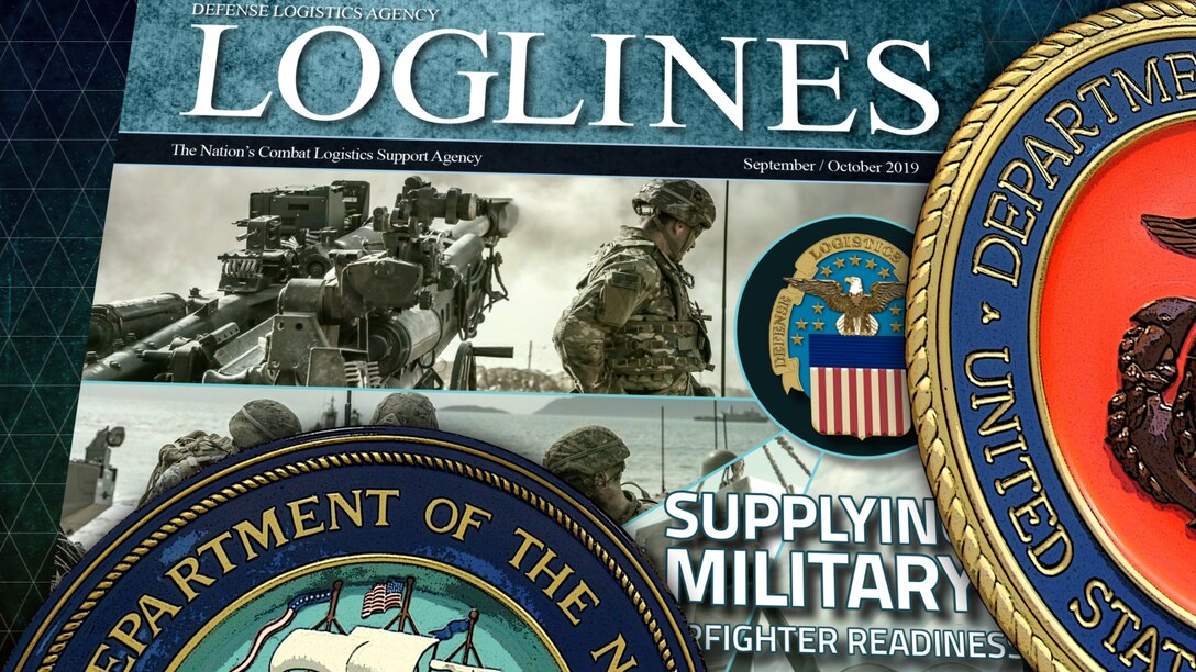 Cover of final Loglines magazine with military services and DLA logos.