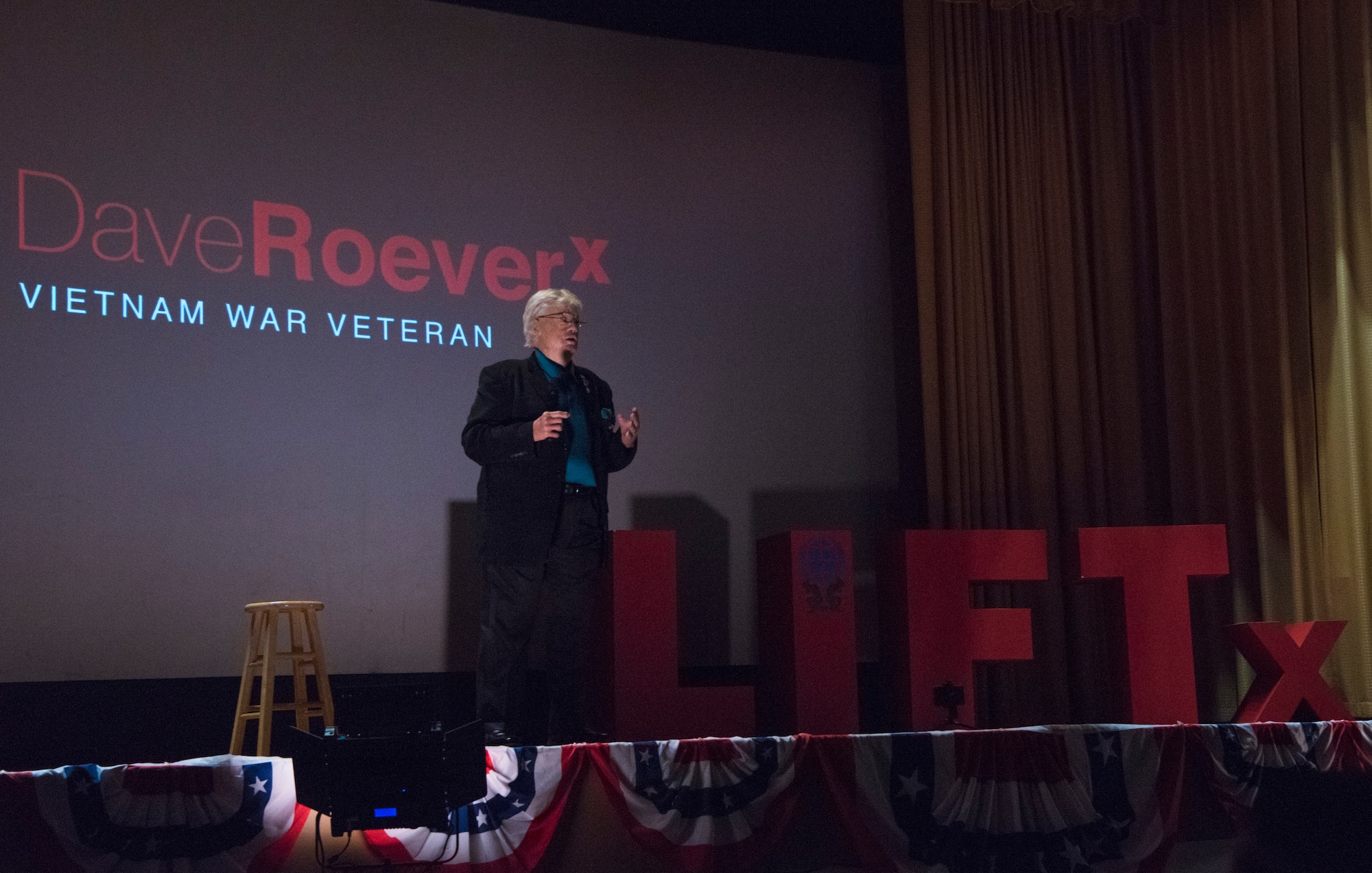 David Roever, a Purple Heart recipient and a U.S. Navy Vietnam War veteran, shares his personal story of perseverance at the Leaders Inspiring for Tomorrow seminar at MacDill Air Force Base, Fla., Sept. 23, 2019.