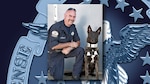 Jeff Finlay, chief of security and emergency management for Defense Logistics Agency Distribution Tobyhanna, Pennsylvania, poses with Kane, a human remains detection dog. Finlay serves on Pennsylvania Task Force One, one of the Federal Emergency Management Agency’s 28 urban search and rescue teams, as well as several local, state and federal incident management teams that help emergency responders bring order to the chaos that follows an emergency. Courtesy photo