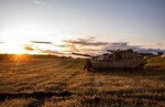 An M1 Abrams tank in the field at dawn during the Bull Run 10 exercise in Orzysz, Poland, Sept. 19, 2019.