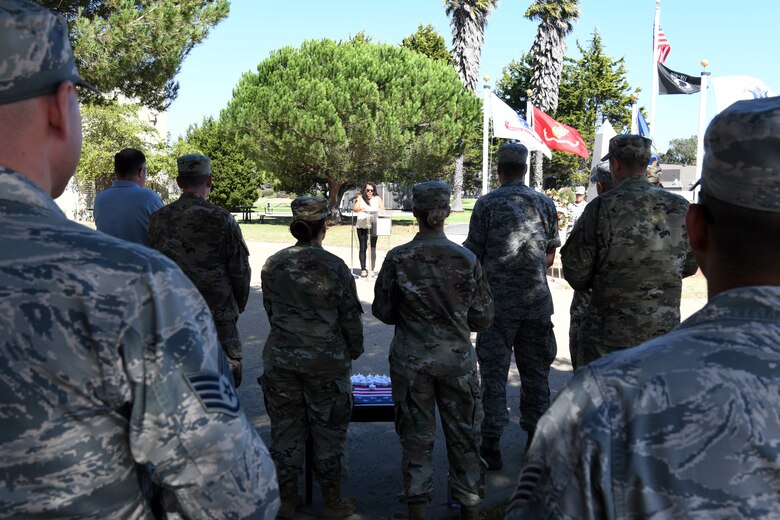 Members of the installation attend the POW/MIA Candle Light Vigil Sept. 19, 2019, at Vandenberg Air Force Base, Calif.