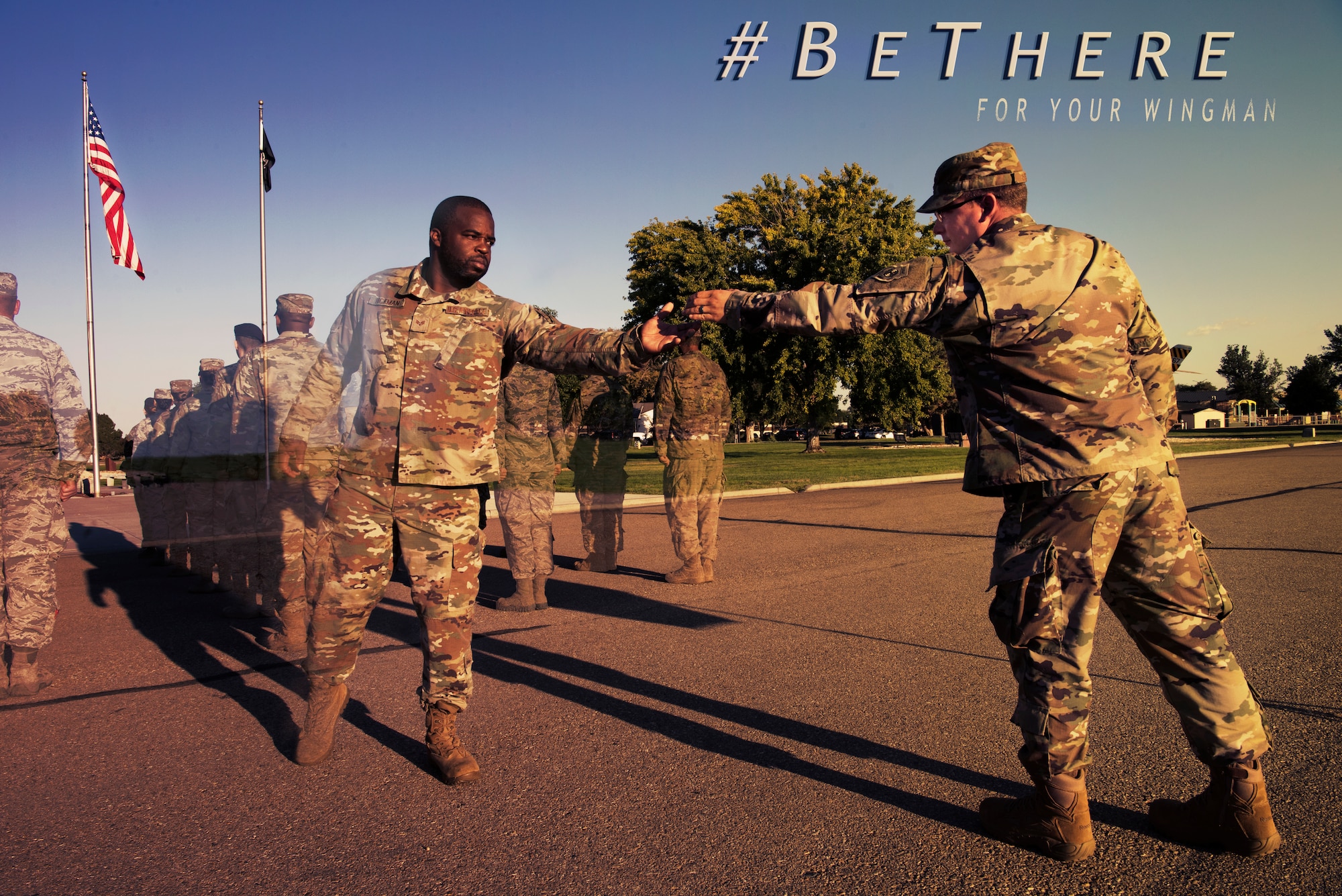 Photo illustration representing the Airmen that have been lost to suicide and how a wingman should be there for an Airman struggling with suicide ideation and depression August 30th, 2019, at Mountain Home Air Force Base, Idaho. The Ask, Care, Escort (ACE) initiative is one of the ways the Air Force compels wingman to open the conversation about mental health and to look after each other. (U.S. Air Force photo illustration by Airman 1st Class Andrew Kobialka)