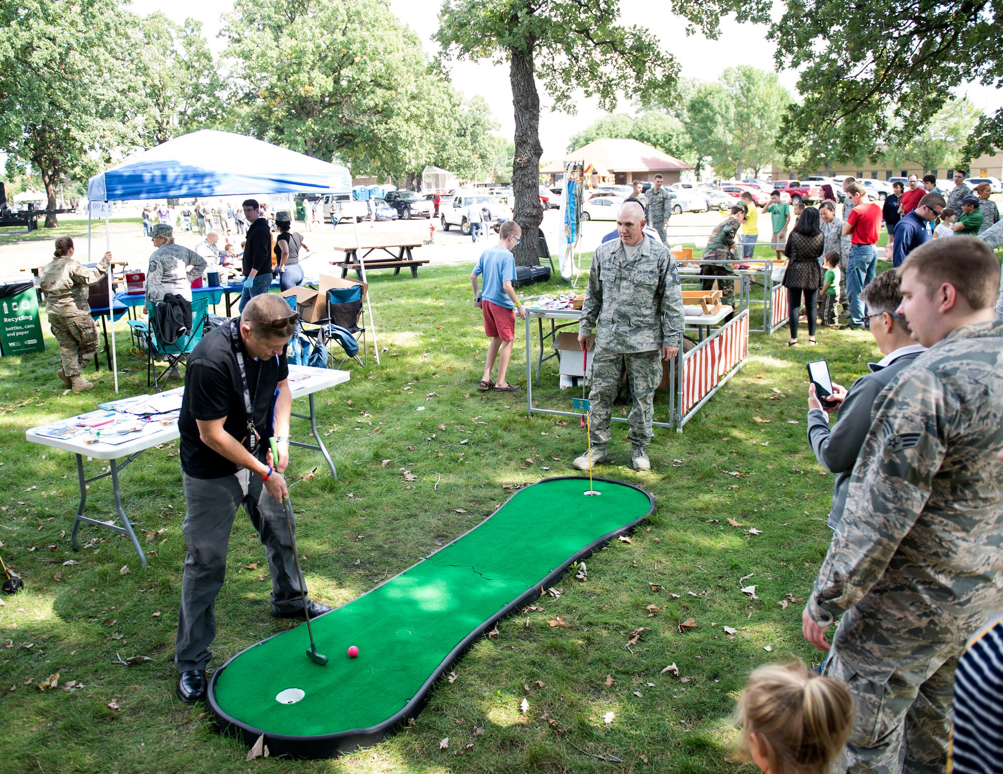 U.S. Air Force Airmen from the 133rd Airlift Wing, along with their families and friends, take part in Family Day activities in St. Paul, Minn., Sept. 14, 2019.