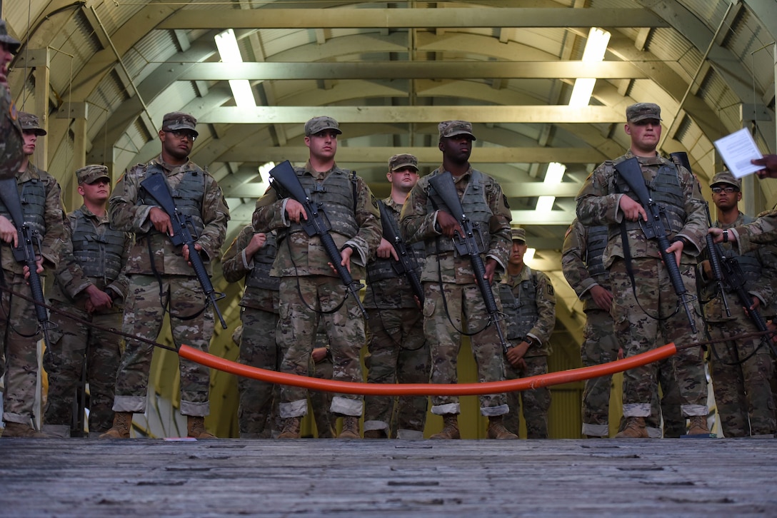 U.S. Army initial entry training Soldiers participate in weapons training during a field training exercise at Joint Base Langley-Eustis, Virginia, Sept. 18, 2019.