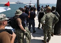 U.S. Navy Sailors assigned to Task Force Shore Battle Space and members of the Bahraini Coast Guard conduct follow on training during exercise Neon Defender 19. Exercise Neon Defender 19 is a bilateral surface and maritime security exercise between the U.S. Navy and Bahrain Defense Force to enhance interoperability and war fighting readiness, fortify military- to- military relationships between the United States and the Kingdom of Bahrain, advance mutual operational capabilities and strengthen civil-to-military relationships.
