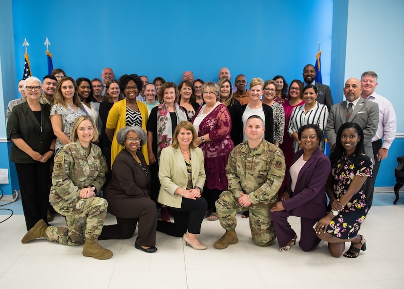 Air Force Global Strike Command Integrated Resilience Training Symposium attendees gather at Barksdale Air Force Base, Louisiana, Sept. 18, 2019.