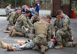 Members of the 1-303rd Cavalry Squadron receive tactical combat casualty care instruction at a course provided by the Washington State Counterdrug Program. The focus is on the primary interventions or the leading causes of preventable death. Utilizing a mix of classroom presentation and hands-on skills practice, attendees learn to provide basic life-sustaining treatment in a hostile environment.