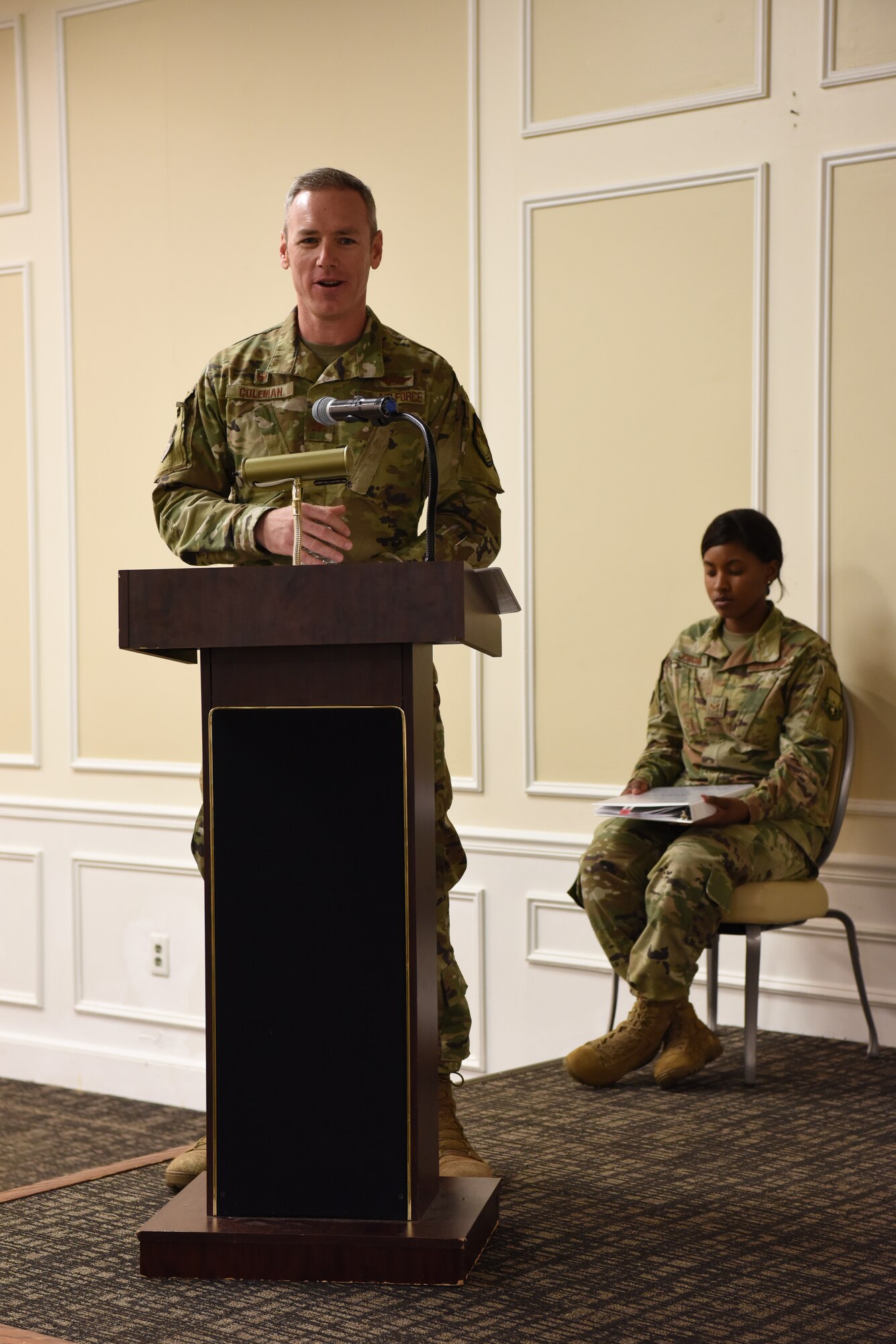 Photo of Col. Coleman giving a speech.