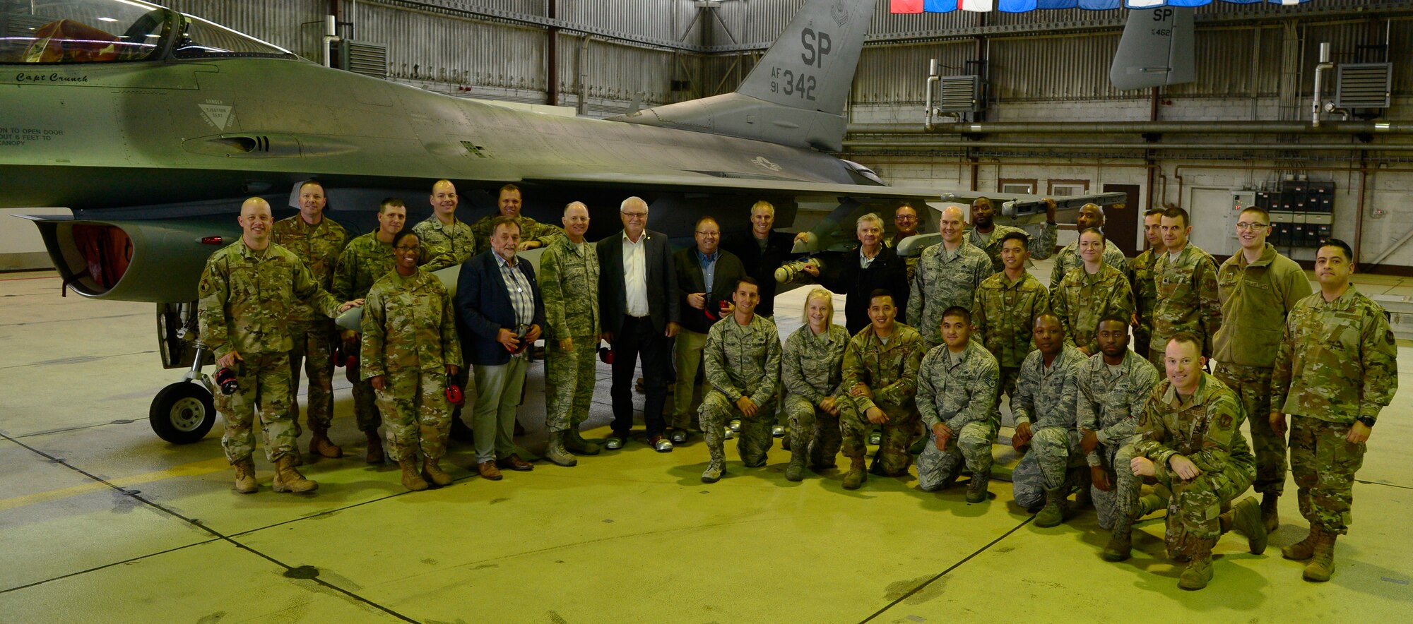 The honorary commanders participated in a base tour in which they assembled a dummy missile and attached it to an F-16 Fighting Falcon