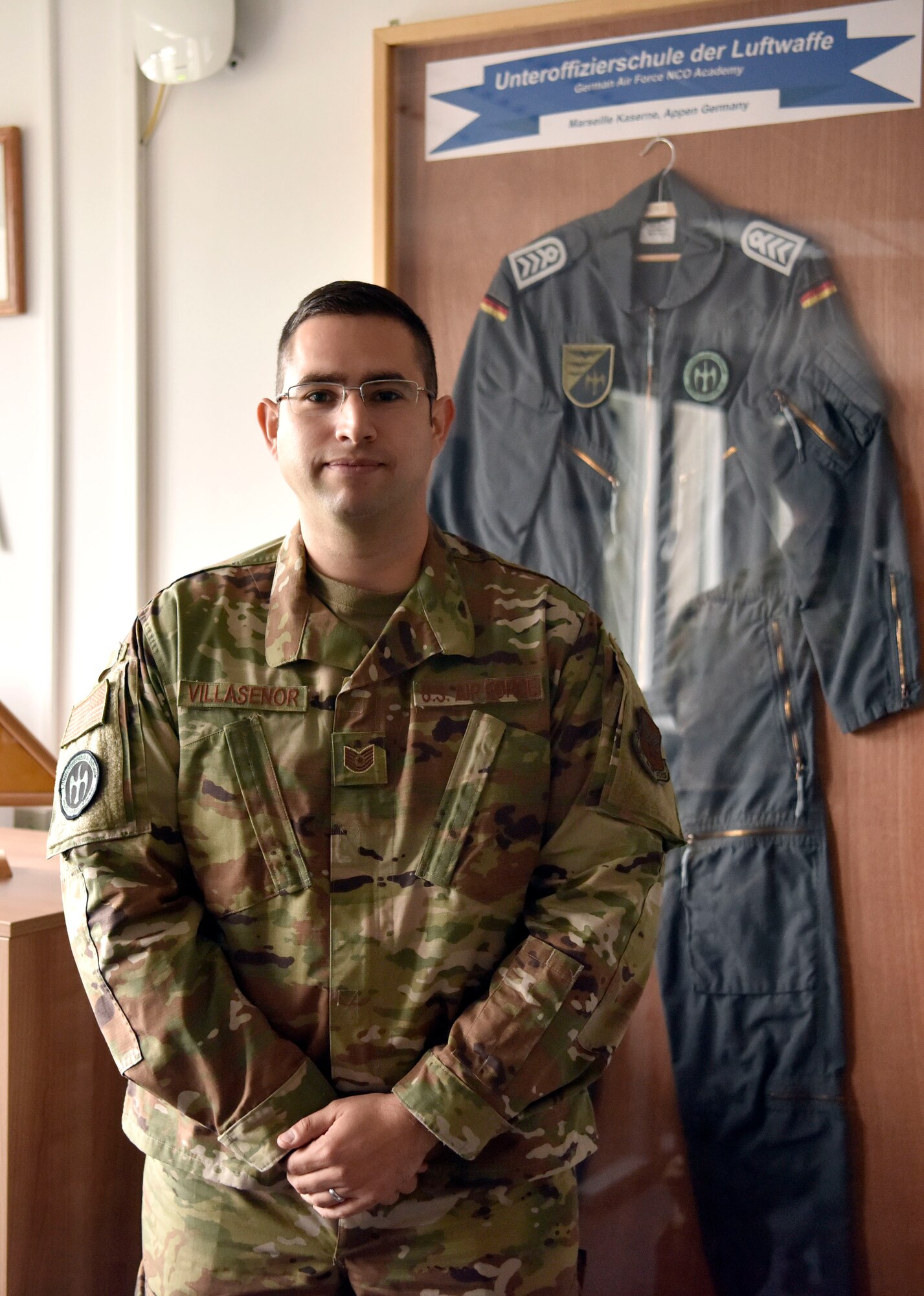 Tech. Sgt. Emmanuel Villasenor, German NCO Academy instructor, stationed at Marseille Kaserne, Appen, Germany, is one of only three enlisted members in Europe serving under the U.S. Air Force Military Personnel Exchange Program. (U.S. Air Force photo by Tech. Sgt. Lindsey Maurice)