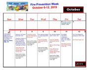 The Fire Prevention Week calendar of events for 2019.