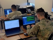Team works on computers