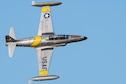 Greg Colyner flies his T-33 Shooting Star trainer jet during the Twilight Show before the Defenders of Liberty Air & Space Show at Barksdale Air Force Base, La., May 17, 2019.The airshow was first held in 1933 and is a full weekend of military and civilian aircraft and performances and displays. (U.S. Air Force photo by Senior Airman Maxwell Daigle)