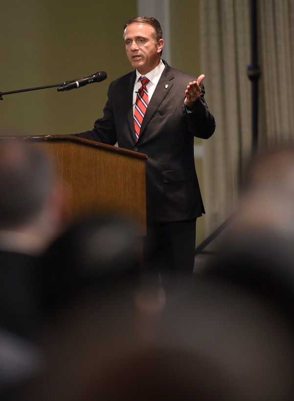 An image of Kevin Stamey, Air Force Sustainment Center executive director, at the Emerging Supervisor Development Program graduation.