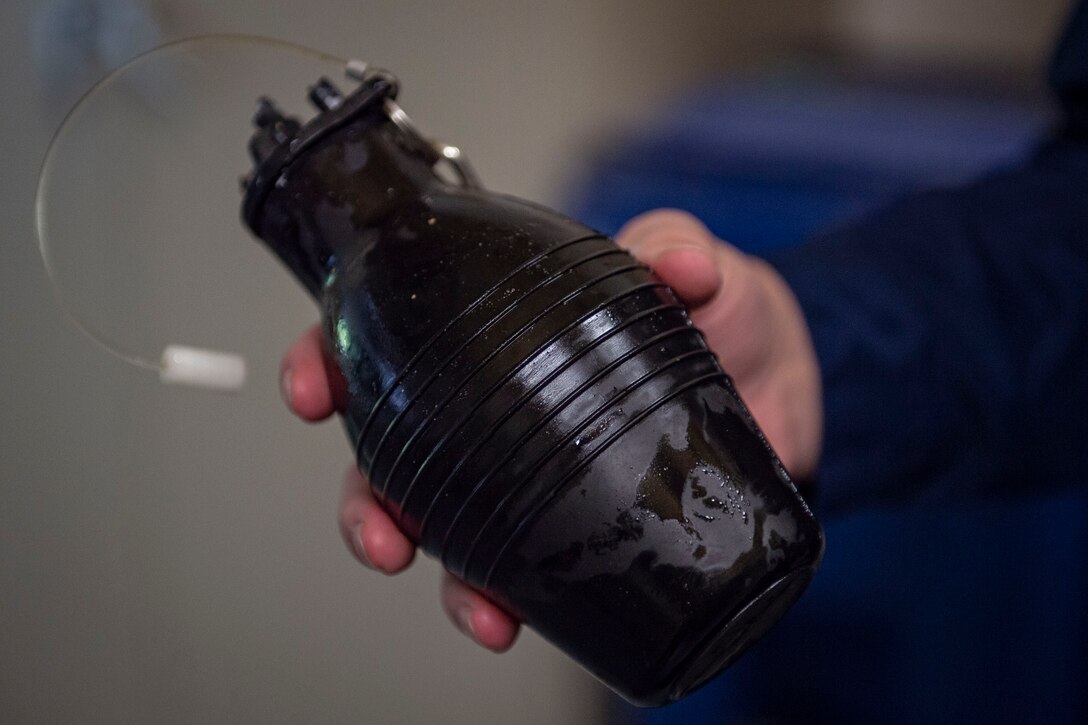 Senior Airman Aaron Rasch, 23d Civil Engineer Squadron pest management, holds a tube of granular bait before conducting a survey treatment underneath a building Sept. 10, 2019, at Moody Air Force Base, Ga. Pest management, known as entomology, uses survey treatments to keep facilities free of pest-related health hazards, helping Moody’s Airmen stay mission ready. (U.S. Air Force photo by Airman Azaria E. Foster)