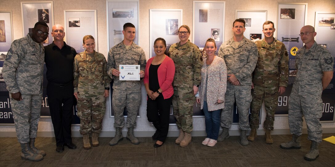 Senior Airman Christopher Dunning, a 47th Operational Medical Readiness Squadron Mental Health flight chief, was chosen by wing leadership to be the “XLer of the Week” of Sept. 16, 2019 at Laughlin Air Force Base, Texas. (U.S. Air Force photo by Senior Airman Marco A. Gomez)