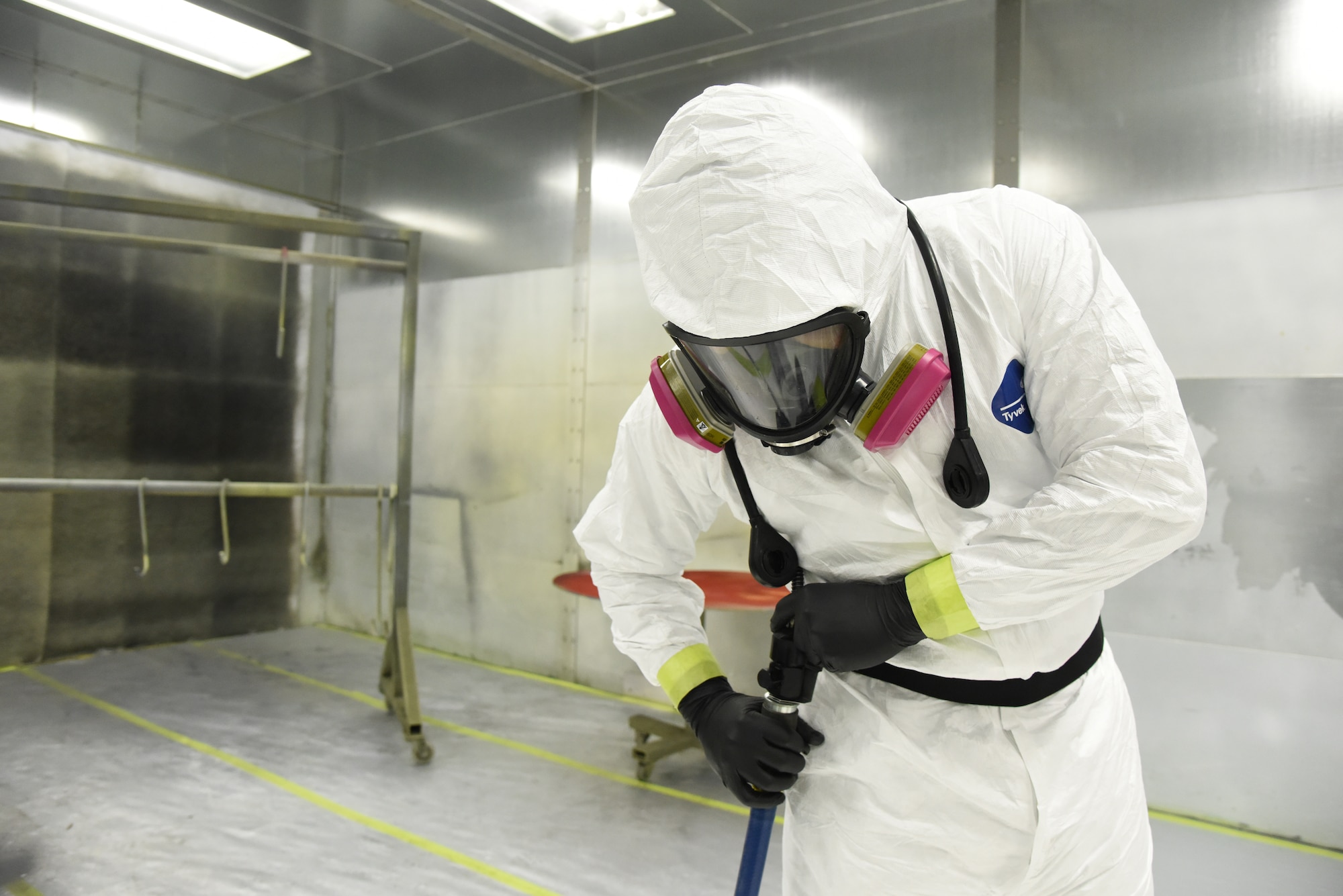 The 403rd Wing's Fabrication Flight at Keesler Air Force Base, Mississippi, is responsible for aircraft maintenance to include painting and sanding. (U.S. Air Force photo by Kemberly Groue)