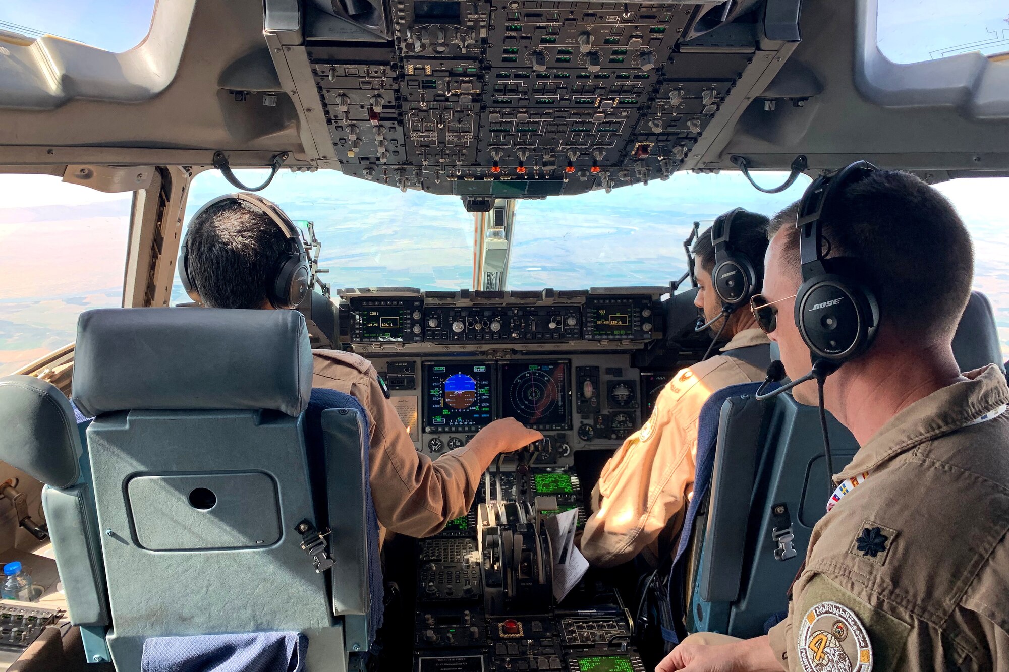 People sit on a plane.