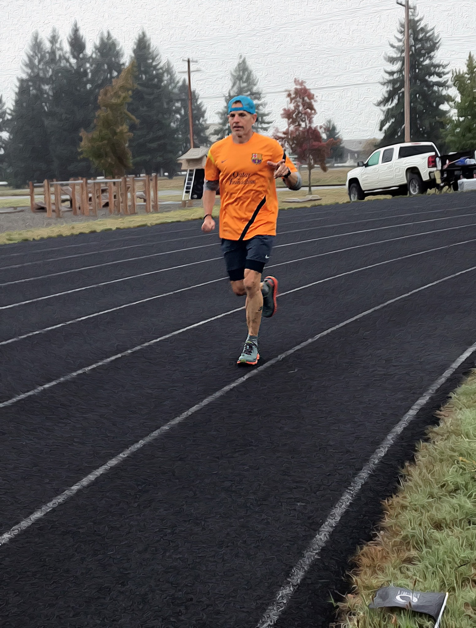 Bruce Robie, 225th Support Squadron, runs 81 miles during the Joint Base Lewis-McChord 24-Hour POW/MIA Remembrance Run Sept. 19-20, 2019. Robie placed first in individual standings. (Courtesy photo)