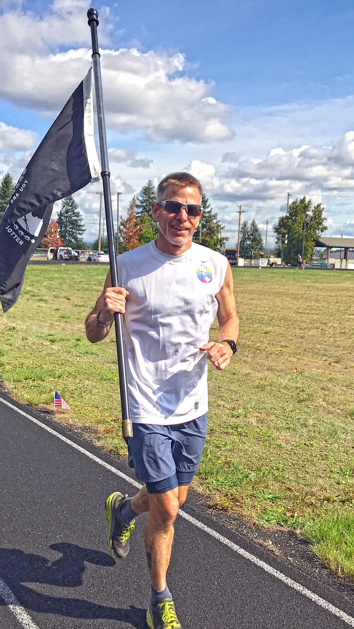 Bruce Robie, 225th Support Squadron, runs 81 miles during the Joint Base Lewis-McChord 24-Hour POW/MIA Remembrance Run Sept. 19-20, 2019. Robie placed first in individual standings. (Courtesy photo)