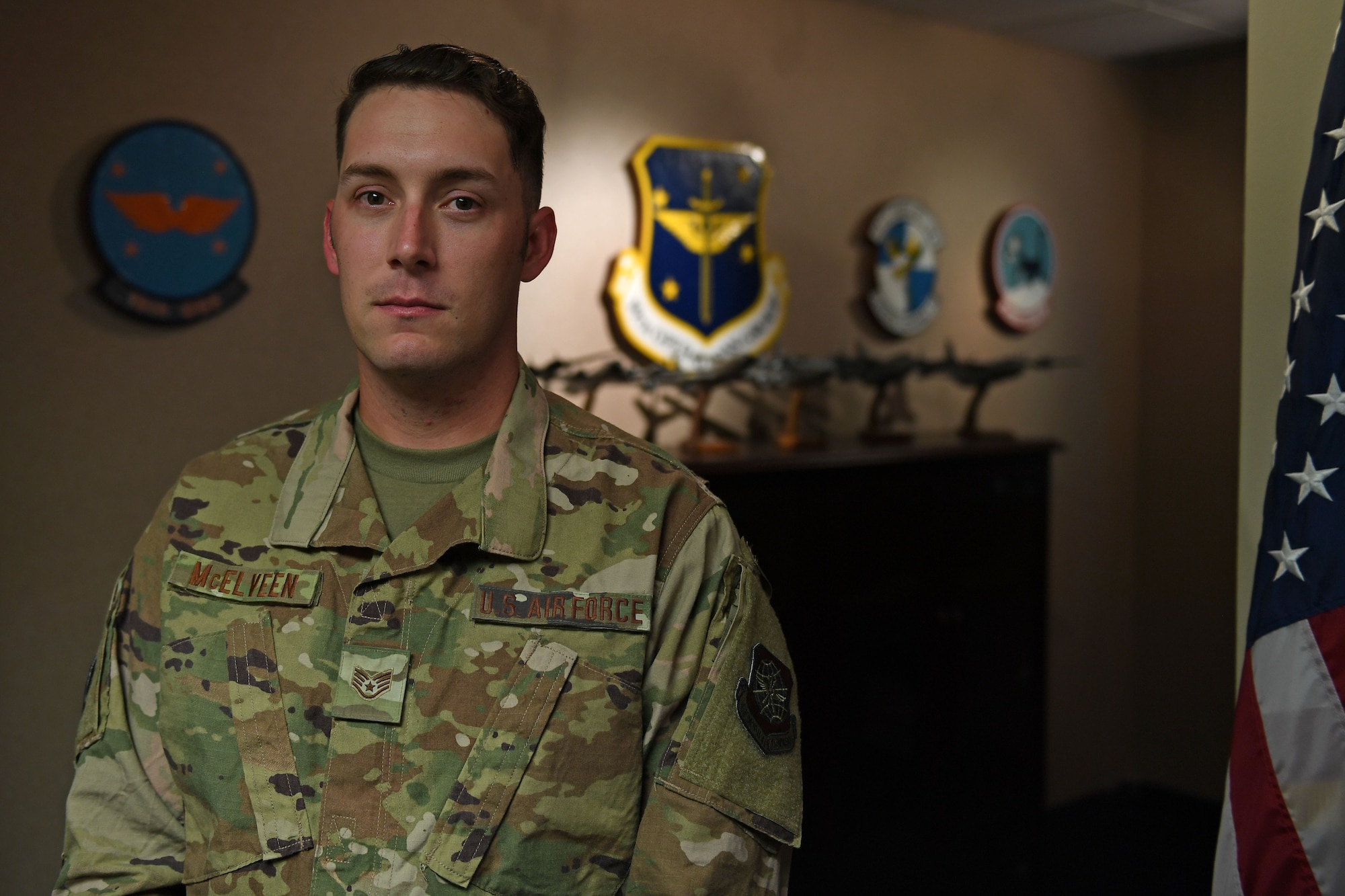 An Airman poses for a photo.