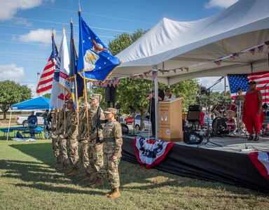 Brooke Army Medical Center’s Color Guard posts the colors at the BAMC Fisher House’s 26th Annual Founder’s Day Celebration at Joint Base San Antonio-Fort Sam Houston Sept. 20. The celebration is held every year to honor Fisher House founder, Zachary Fisher.