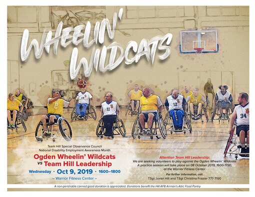 Flyer to promote the 11th annual Wheelin’ Wildcats wheelchair basketball game will take place Oct. 9 at 4 p.m. at the Warrior Fitness Center basketball court.