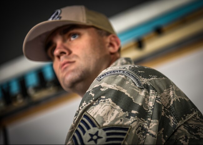 An Airman poses for a photo.