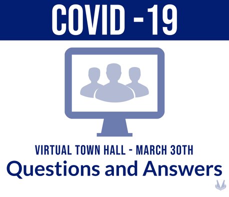 Graphic advertising Virtual Town Hall, March 30