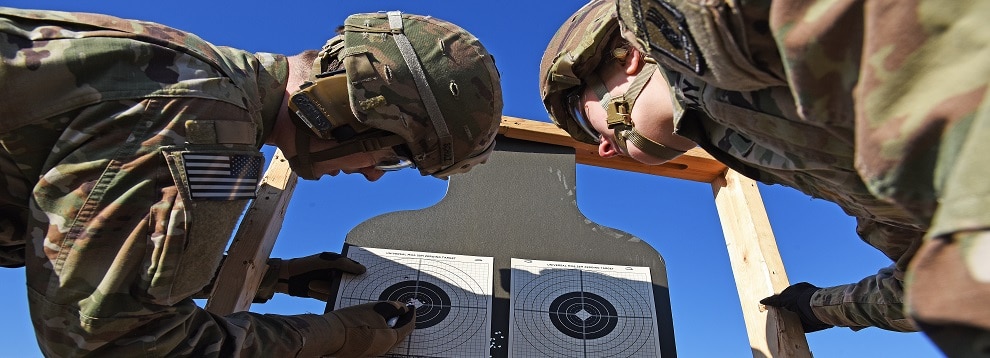 U.S. Army Paratroopers assigned to the 173rd Airborne Brigade check target for accuracy during weapons qualification at Cao Malnisio Range, Pordenone, Italy, Jan. 22, 2020. The 173rd Airborne Brigade is the U.S. Army Contingency Response Force in Europe, capable of projecting ready forces anywhere in the U.S. European, Africa or Central Commands' areas of responsibility.(