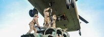 U.S. Army paratroopers assigned to the 173rd Airborne Brigade sling-load an Army Ground Mobility Vehicle (AGMV) to a CH-47 Chinook helicopter during Exercise Saber Junction 2019 in Grafenwoehr Training Area, Germany. Sept. 15, 2019. (U.S. Army photo by Sgt. Henry Villarama)