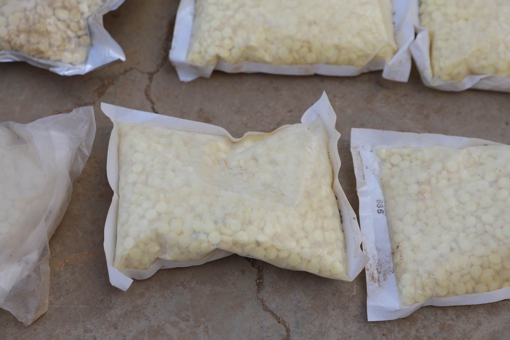 Coalition-aligned security force Maghaweir al-Thowra seize $3.5 million in illicit drugs, including nearly 850,000 regional amphetamine Captagon pills,
used to fund so-called Islamic State operations, in southern Syria, October 23, 2019 (U.S. Army/Kyle Alvarez)