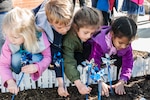 Children plant pinwheels