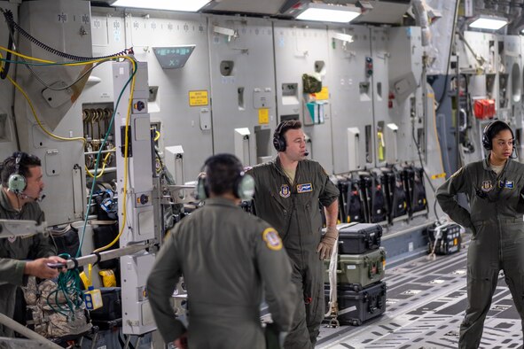 Reserve Citizen Airmen with the 514th Aeromedical Evacuation Squadron, 514th Air Mobility Wing, Joint Base McGuire-Dix-Lakehurst, N.J., train while implementing social distancing when practical on March 1, 2020. The 514th is an Air Force Reserve Command unit located at Joint Base McGuire-Dix-Lakehurst, N.J., and is continuing to operate training mission to keep its members current.