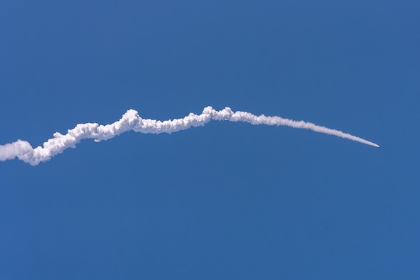 An Atlas V AEHF-6 rocket successfully launches from Space Launch Complex-41 at Cape Canaveral Air Force Station, Fla., March 26, 2020. The launch of the AEHF-6, a sophisticated communications relay satellite, is the first Department of Defense payload launched for the United States Space Force. (U.S. Air Force photo by Joshua Conti)