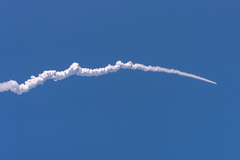 An Atlas V AEHF-6 rocket successfully launches from Space Launch Complex-41 at Cape Canaveral Air Force Station, Fla., March 26, 2020. The launch of the AEHF-6, a sophisticated communications relay satellite, is the first Department of Defense payload launched for the United States Space Force. (U.S. Air Force photo by Joshua Conti)