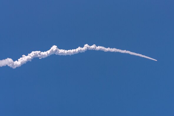 An Atlas V AEHF-6 rocket successfully launches from Space Launch Complex-41 at Cape Canaveral Air Force Station, Fla., March 26, 2020. The launch of the AEHF-6, a sophisticated communications relay satellite, is the first Department of Defense payload launched for the United States Space Force. (U.S. Air Force photo by Joshua Conti)