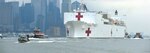 Coast Guard assets, along with New York Police Department and New York Fire Department assets, provide a security escort for the USNS Comfort arrival into New York Harbor, March 30, 2020