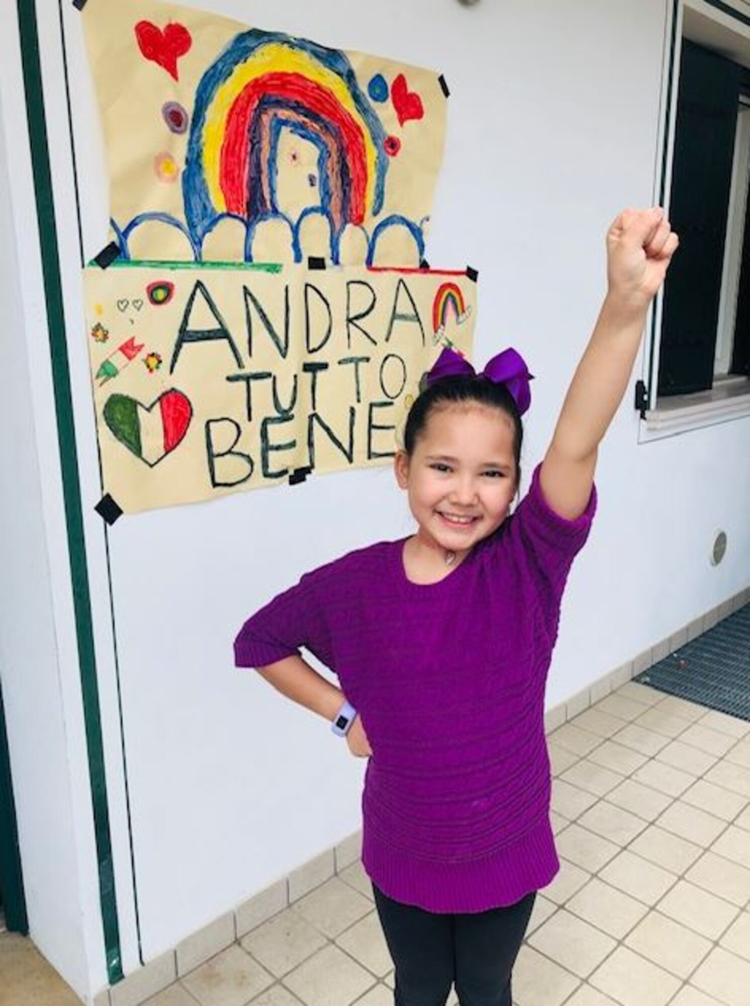 Nine-year-old Leah, daughter of U.S. Air Force Tech. Sgt. Aaron Peterson, 31st Aircraft Maintenance Squadron, 56th Helicopter Maintenance Unit, section chief, Aviano Air Base, Italy, poses for a photo. (Courtesy Photo)