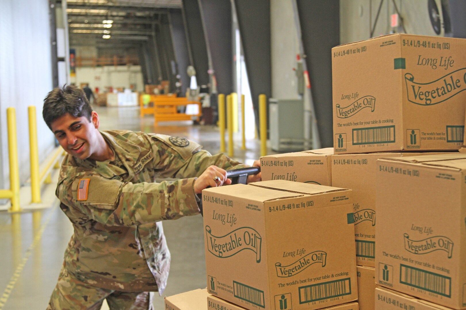 His military career is only weeks-old, but California Army National Guard Pfc. Muhammad Fayzan Izhar is embracing his work helping at a Sacramento food bank in response to the COVID-19 pandemic. The Pakistan native completed his initial entry training in February.