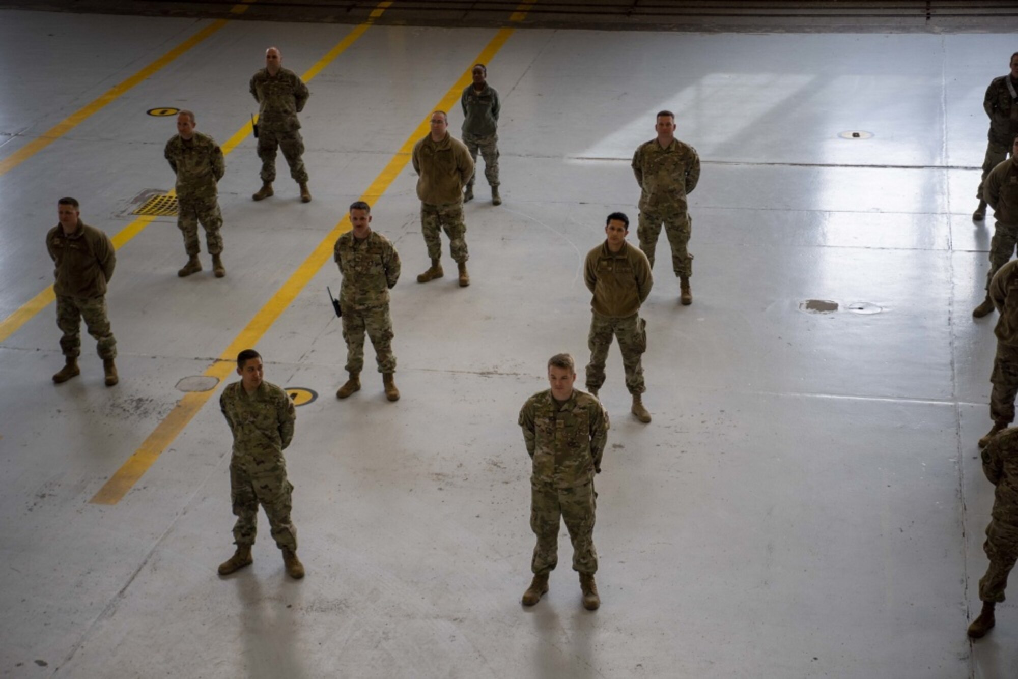 Airmen in social distance formation