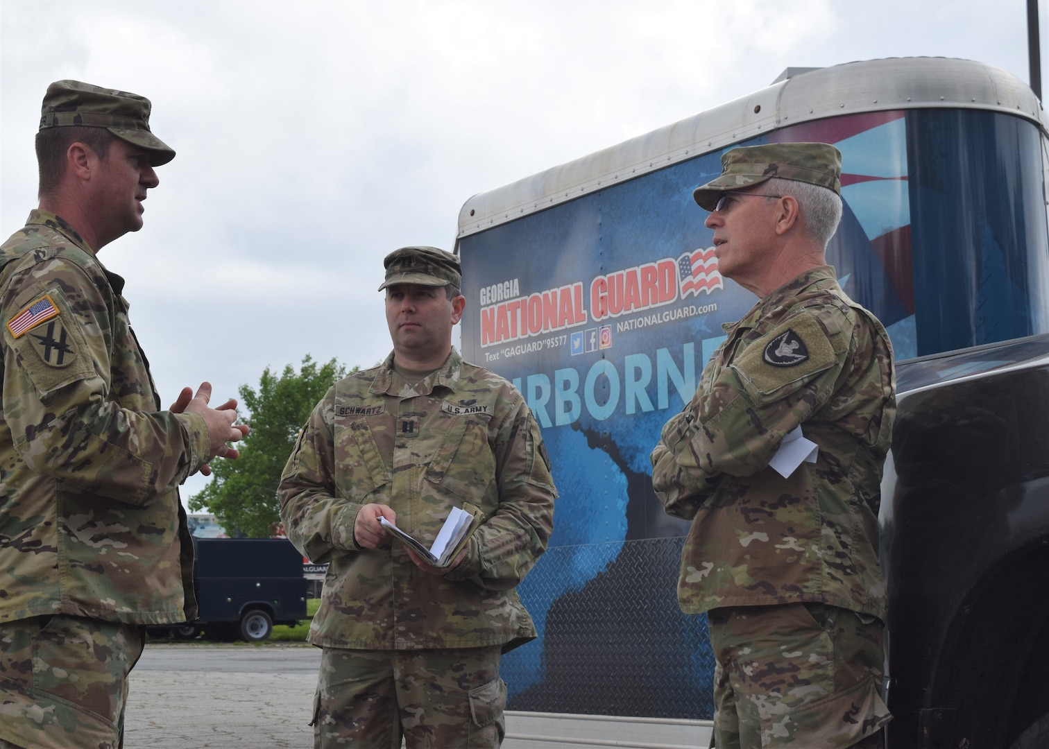 Col. John Till, safety officer for the Georgia Department of Defense, briefs an infection-control team of Georgia Army National Guard Soldiers from the Marietta-based 201st Regional Support Group and Macon-based 48th Infantry Brigade Combat Team at the Clay National Guard Center in Marietta, March 31, 2020. The team will disinfect nursing homes to limit the spread of the coronavirus.