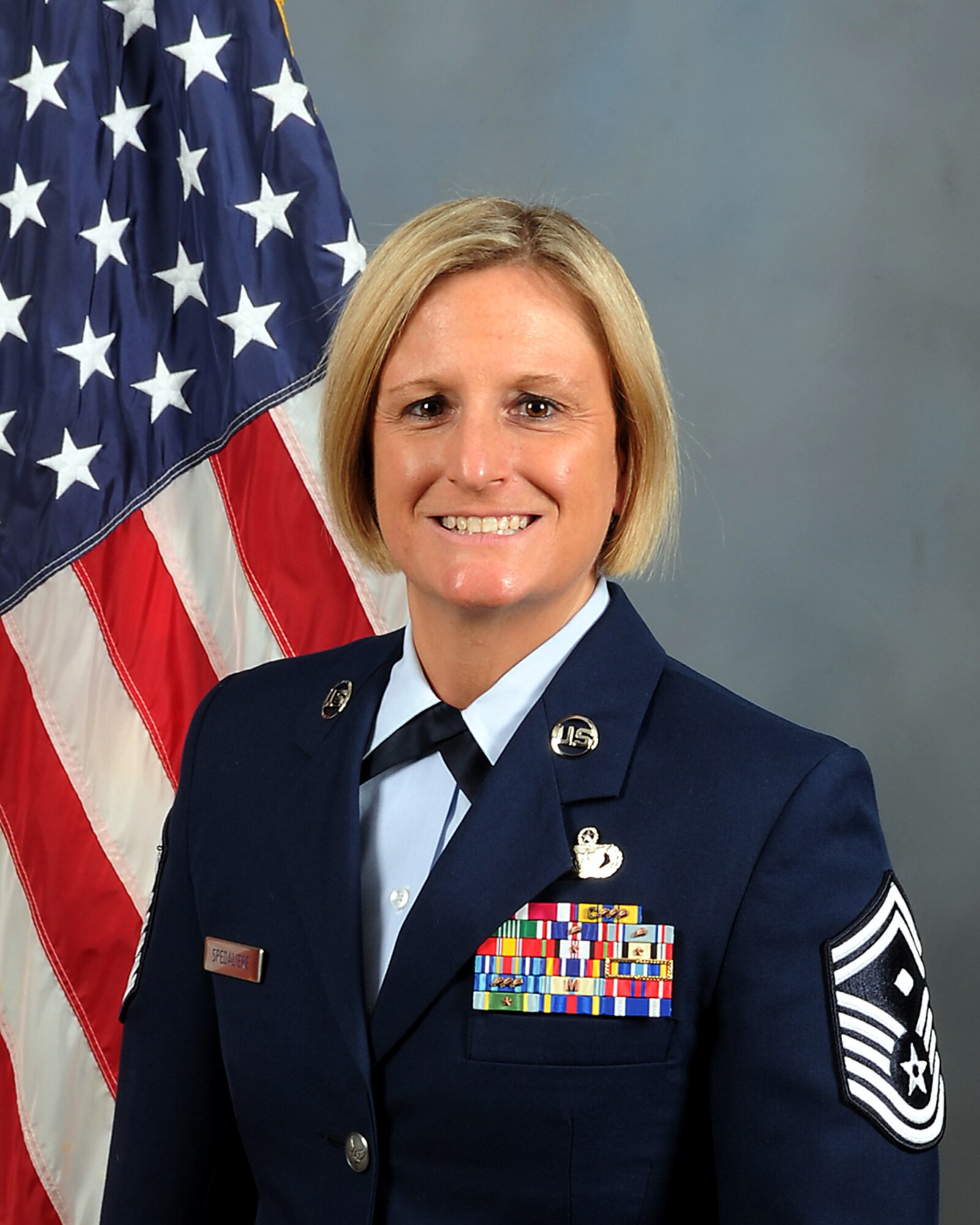 Air Force Reserve Command’s Outstanding First Sergeant of the Year is Senior Master Sgt. Rebekah J. Spedaliere, 514th Air Mobility Wing, Joint Base McGuire-Dix-Lakehurst, New Jersey. (U.S. Air Force photo)