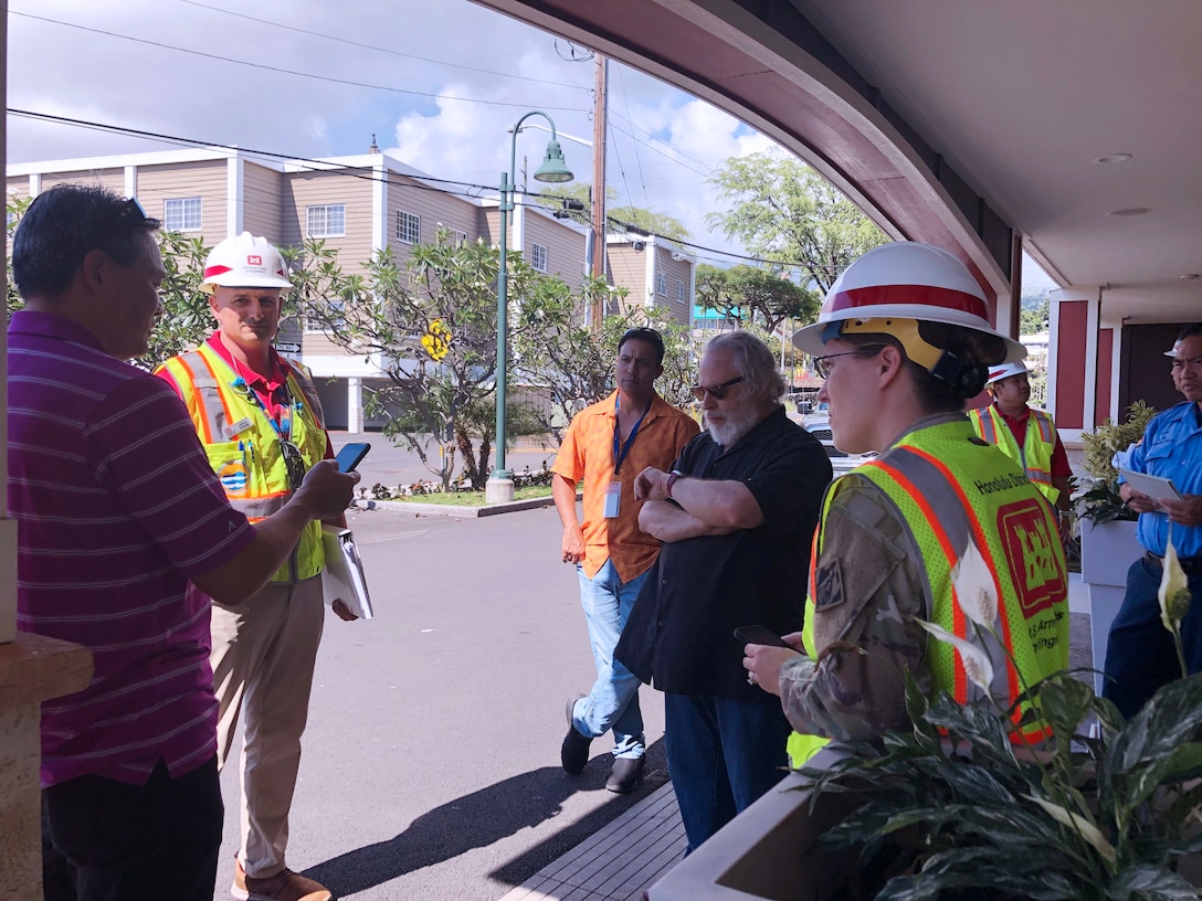 The U S. Army Corps of Engineers, Honolulu District team conducted five site assessments at various locations on the island of Hawaii for potential conversion to alternate care facilities in response to COVID-19. Honolulu District is assisting the state and FEMA’s efforts with initial facility assessments at Hawaii locations.  (U.S. Army Corps of Engineers -Honolulu District photo by Meg Ryan)