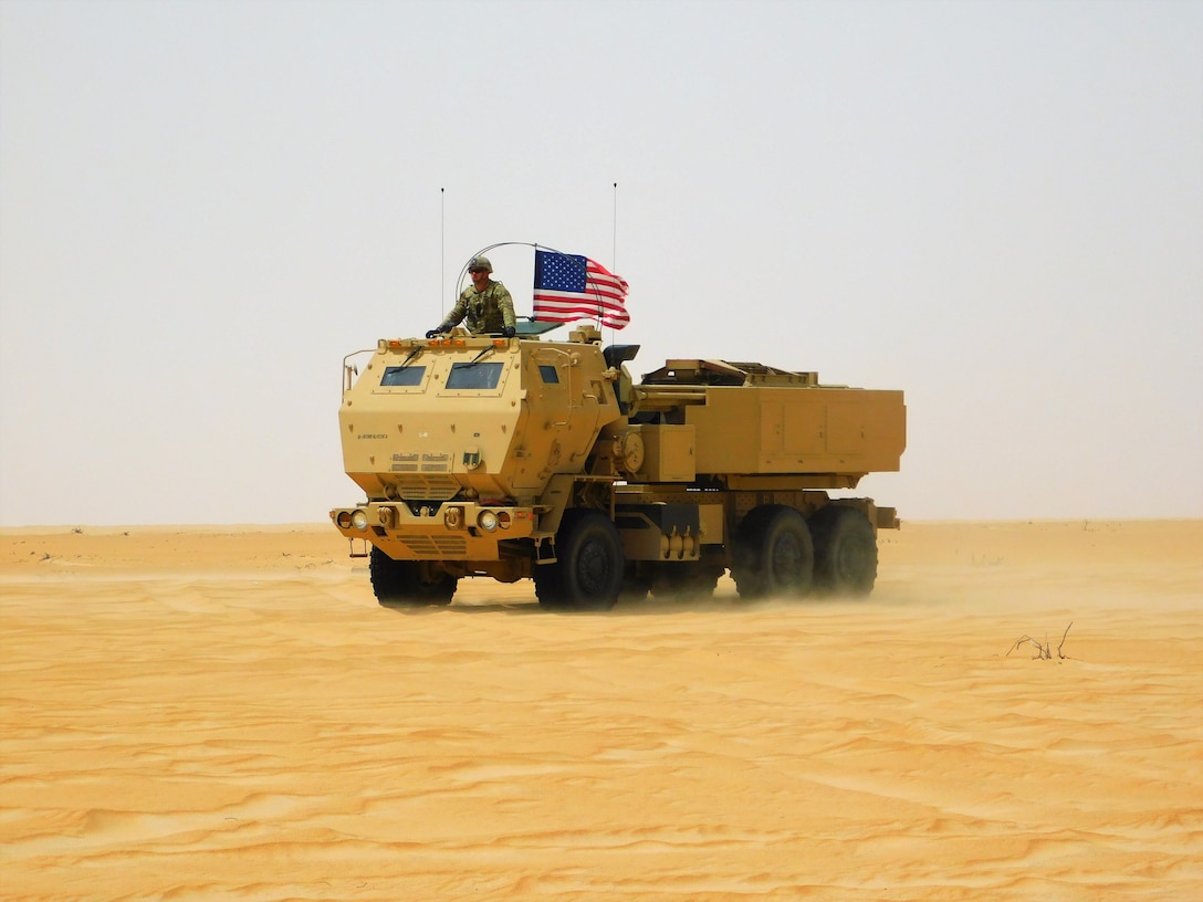 U.S. Army, U.S. Marines, and UAE Armed Forces conduct a bilateral live fire exercise utilizing American and Emirate High Mobility Artillery Rocket System (HIMARS) launchers at Al Hamra Combat Training Center, United Arab Emirates, March 16 to the 24th, 2020. Iron Union 13 is an FTX culminating into a combined arms live fire exercise (CALFX) with one U.S. Company/Troop, integrated fires and one UAELF Reconnaissance company in UAE. Participating UAE and U.S. forces are tasked organized into a single combined battalion level task force for operations. The combined battalion level task force establishes an integrated command post staffed with officers from both nations.