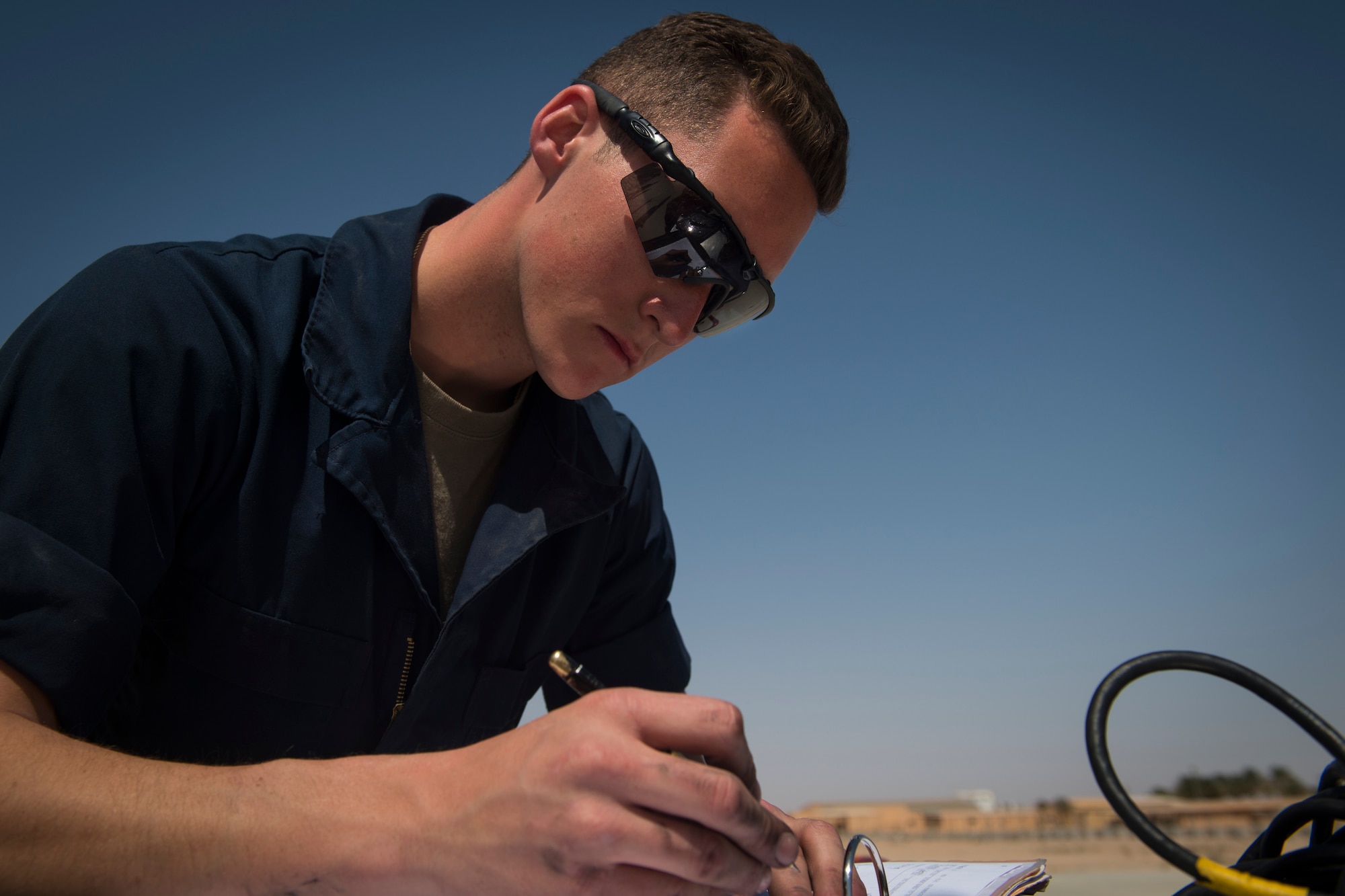 U.S. Air Force Airmen with the 380th Expeditionary Aircraft Maintenance Squadron receive six U.S. Air Force F-16 “Viper” Fighting Falcons assigned to the 79th Expeditionary Fighter Squadron at an undisclosed location in the U.S. Central Command area of responsibility, Feb. 14, 2020.