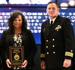 IMAGE: FREDERICKSBURG, Va. (May 10, 2019) – Tammy Indseth, a deputy portfolio director in the Readiness and Training Systems Department at Naval Surface Warfare Center Dahlgren Division (NSWCDD), is awarded the Distinguished Community Service Award at the NSWCDD Honorary Awards Ceremony. Indseth is pictured with NSWCDD Commanding Officer Capt. Casey Plew. (U.S. Navy photo/Released)