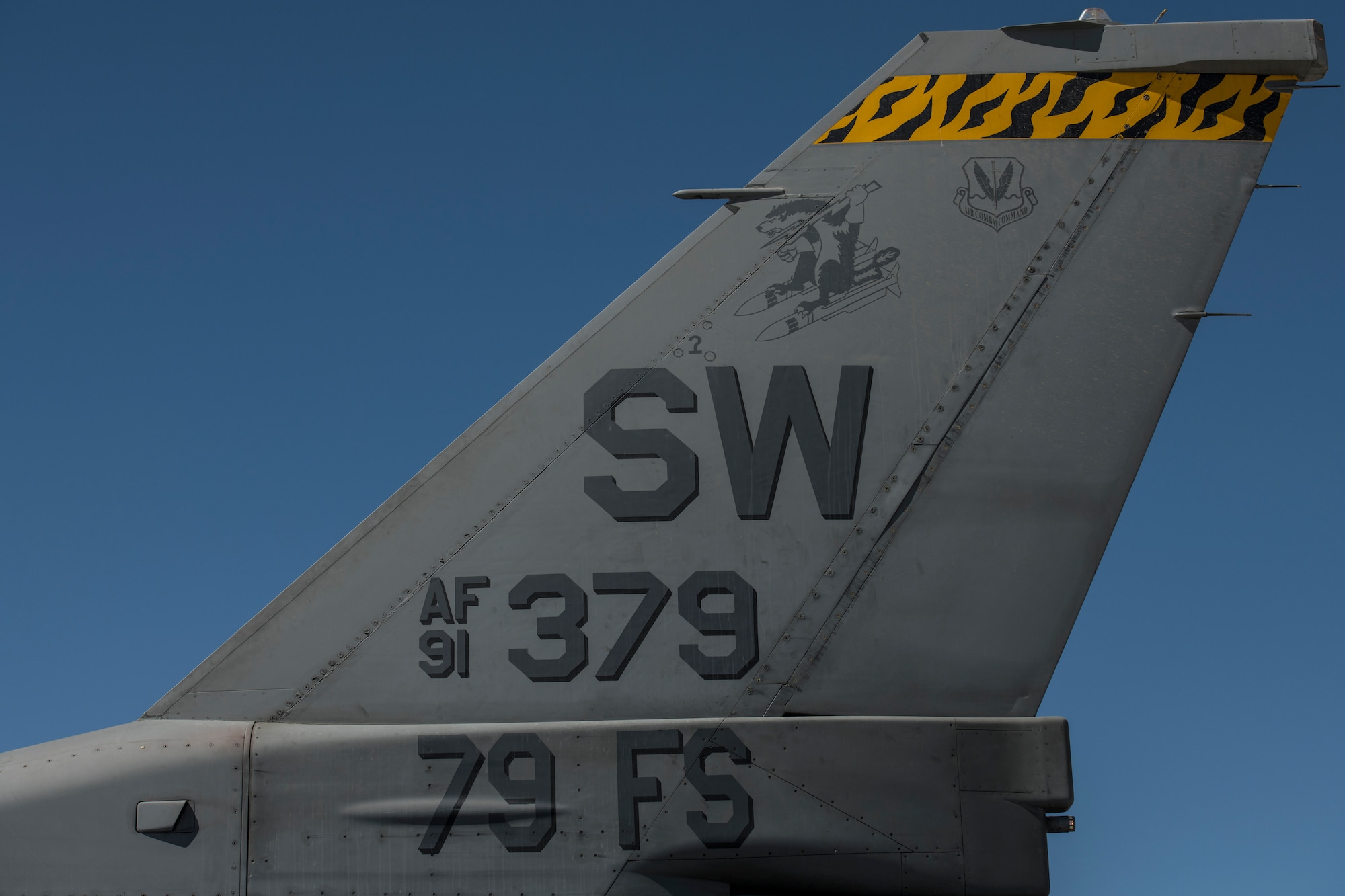 A U.S. Air Force F-16 “Viper” Fighting Falcon assigned to the 79th Expeditionary Fighter Squadron rests on the flightline at an undisclosed location in the U.S. Central Command area of responsibility, Feb. 24, 2020.